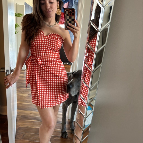 Dresses & Skirts - Red and White Strapless Sundress with Sweetheart Neckline